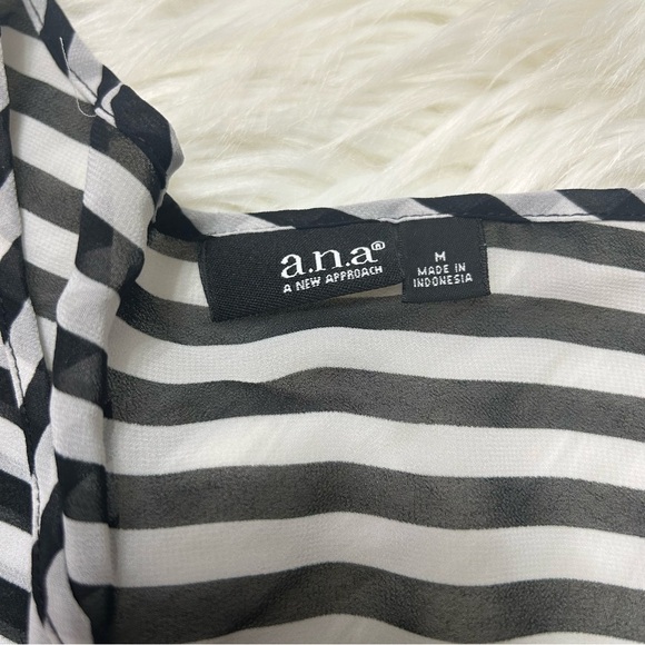 Size M a.n.a Striped Sheer Shirt E3 - Picture 2 of 2